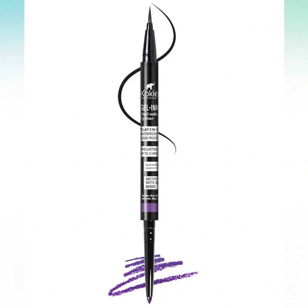 X2 Kokie Professional 2-n-1 Gel-Ink Dual Ended Eyeconic Eyeliner: Amethyst+Black